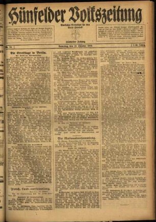 Ausgabe vom Samstag, den 18. Oktober 1919.