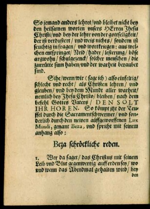 Beza schröckliche reden.