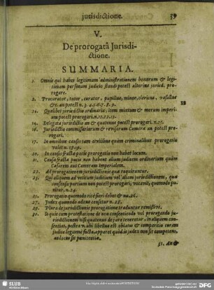 V. De prorogata Jurisdictione