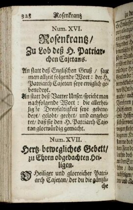 Num. XVI. Rosenkrantz/ Zu Lob deß H. Patriarchen Cajetans.