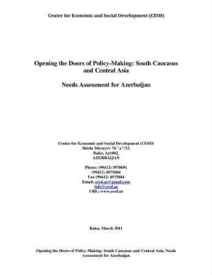 Opening the doors of policy-making : South Caucasus and Central Asia ; needs assessment for Azerbaijan
