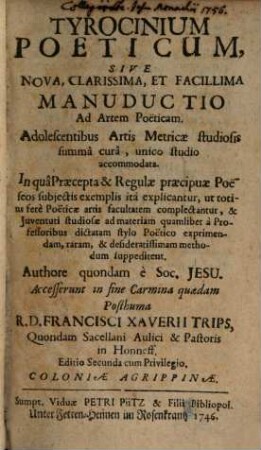Tyrocinium poëticum