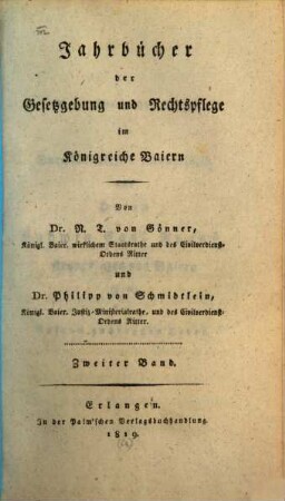 Jahrbücher der Gesetzgebung und Rechtspflege im Königreiche Baiern. 2. 1819