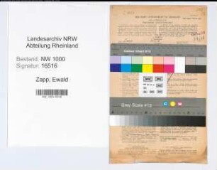 Entnazifizierung Ewald Zapp, geb. 26.04.1891 (Stadtinspektor)