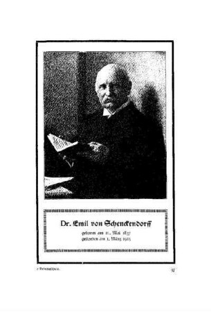 Nachruf : Dr. Emil von Schenckendorff ; geboren am 21. Mai 1837 ; gestorben am 1. März 1915