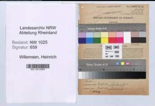 Entnazifizierung Heinrich Willemsen , geb. 18.09.1885 (Lehrer)
