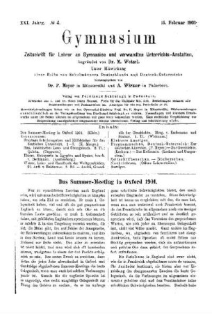 Das Summer-Meeting in Oxford 1901