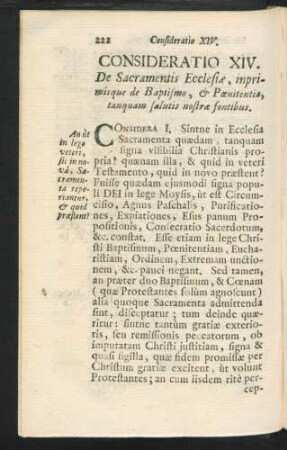 Consideratio XIV. De Sacramentis Ecclesiae, ...