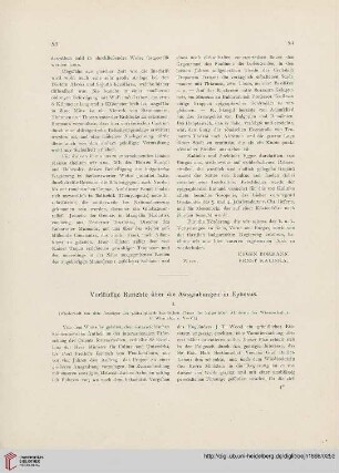 1.1898: Vorläufige Berichte über die Ausgrabungen in Ephesus