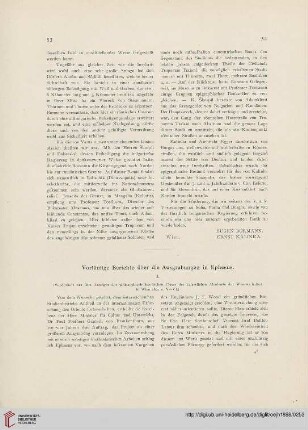 1.1898: Vorläufige Berichte über die Ausgrabungen in Ephesus