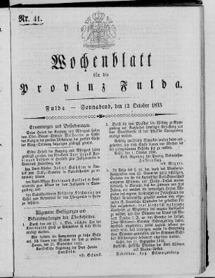 Nr. 41, Ausgabe vom 12. Oktober 1833