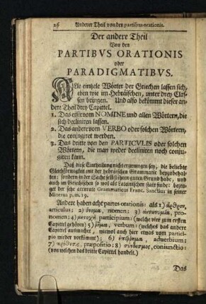 Der andere Theil: Von den Partibvs Orationis oder Paradigmaibvs