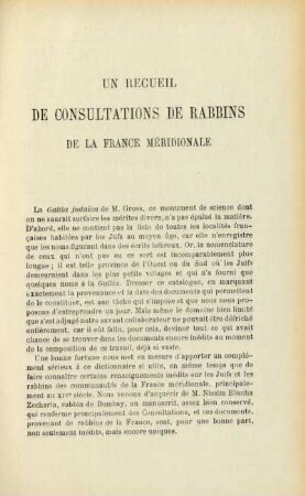 Un recueil de Consultations de rabbins de la France méridionale