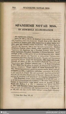 Spanhemii notae mss. in Aeschyli Agamemnonem