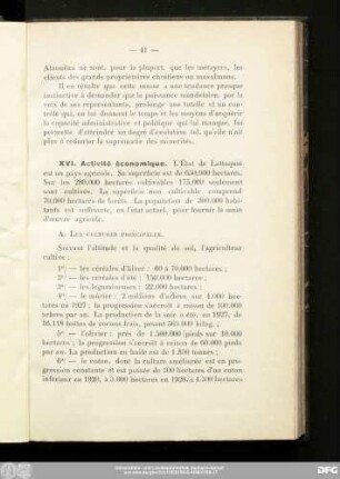 XVI. Activité économique.