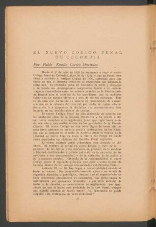 El nuevo código penal de Colombia