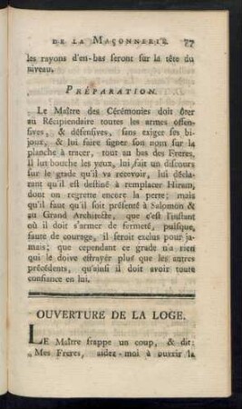 Ouverture De La Loge