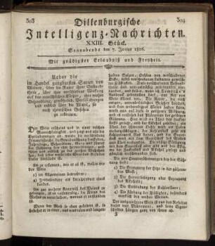 XXIII. Stück... den 7. Junius 1806 - XXVI. Stück... den 28. Junius 1806.