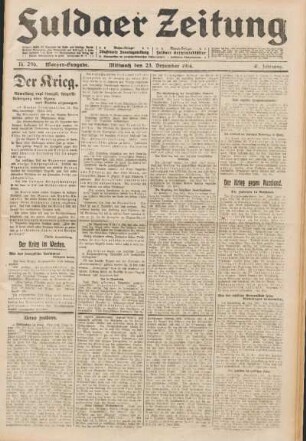 Ausgabe vom Mittwoch, den 23. Dezember 1914.