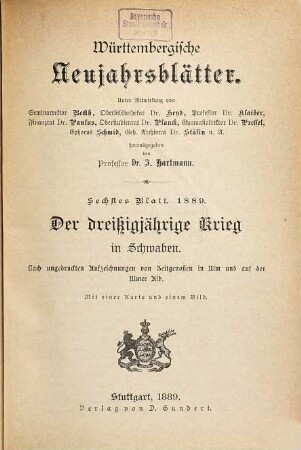 Der dreißigjährige Krieg in Schwaben : nach ungedruckten Aufzeichnungen