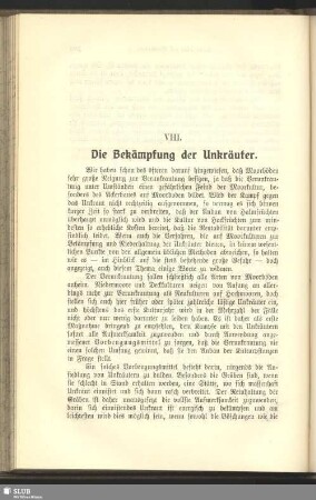 VIII. Die Bekämpfung der Unkräuter