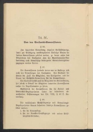 IV. Von den Vorstands-Kommissionen