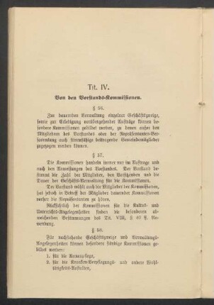 IV. Von den Vorstands-Kommissionen