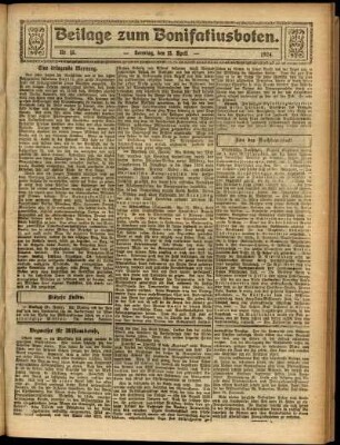 Zweite Ausgabe vom Dienstag, den 15. April 1924.