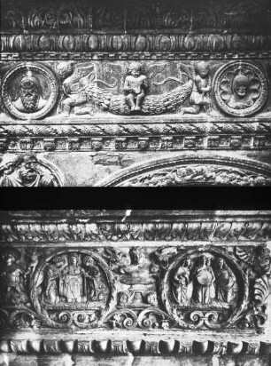 Pavia, Certosa, Friese im kleinen Kreuzgang und am Hauptportal