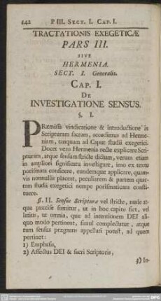 Tractationis Exegeticae Pars III. Sive Hermenia