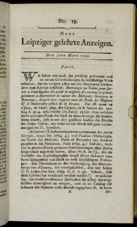 No. 19. Den 5ten März 1790.