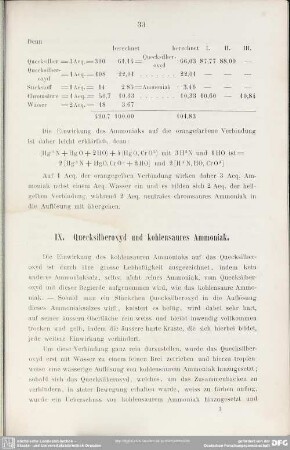 IX. Quecksilber und kohlensaures Ammoniak