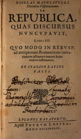 Disputationum de republica quas discursus nuncupavit libri III