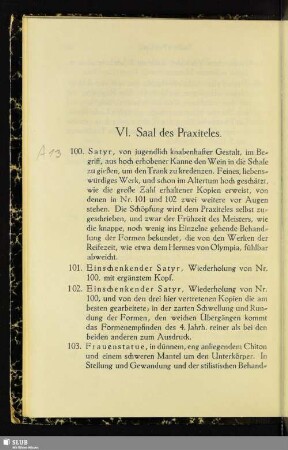 VI. Saal des Praxiteles