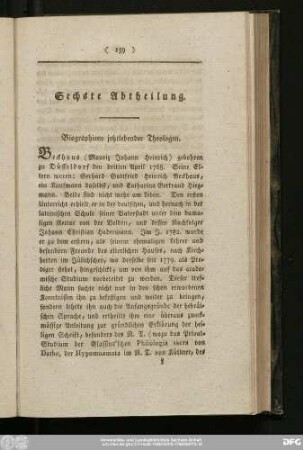Sechste Abtheilung. Biographien jetztlebender Theologen.