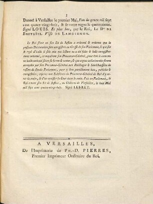 Déclaration Du Roi, Sur Les Vacances