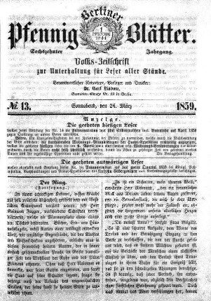 No. 13, Sonnabend, den 26. März