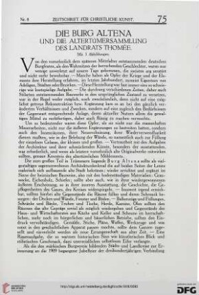 Die Burg Altena und die Altertümersammlung des Landrats Thomée
