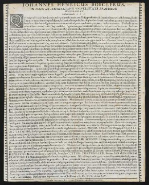Iohannes Henricus Boeclerus. In Alma Argentoratensi Vniversitate Professor Ordinarivs, Lectori Beneuolo S. P. D.