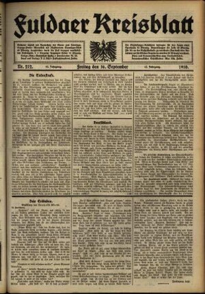 Ausgabe vom Freitag, den 16. September 1910.