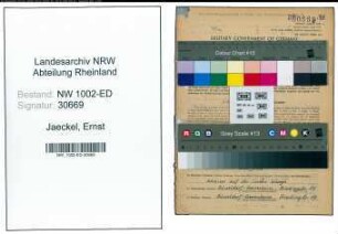 Entnazifizierung Ernst Jaeckel, geb. 29.04.1898 (Lehrer)