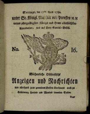 No. 16. Montags, den 17ten Aprill 1780.