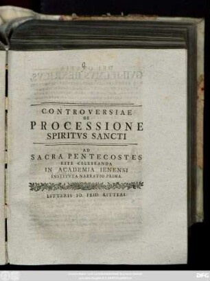 Narratatio 1: : [P. P. primo die pentecostes anno reparatæ gratiæ diuinæ MDCCXXXIX.]