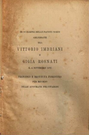 2 Lettere del Duca Cosimo 1545 : (Per cura di F. Fiorentino). (Nozze Imbriani-Rosnati)
