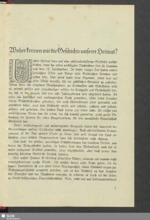 Woher kennen wir die Geschichte unserer Heimat?