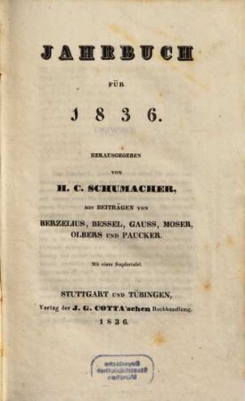 Jahrbuch : für .... 1836