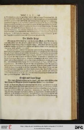 Sechste und Letzte Frage