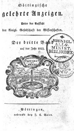 1823,3: Göttingische gelehrte Anzeigen