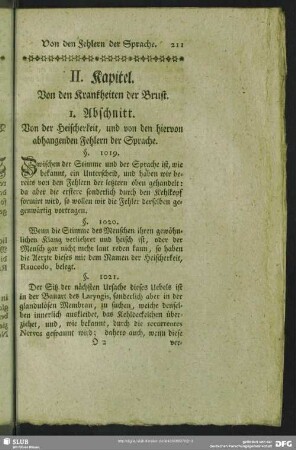 II. Kapitel. Von den Krankheiten der Brust