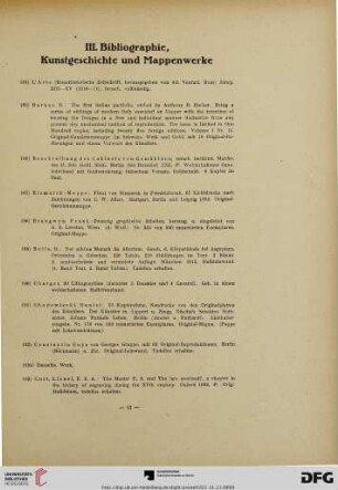 III. Bibliographie, Kunstgeschichte und Mappenwerke (Nr. 184-272)